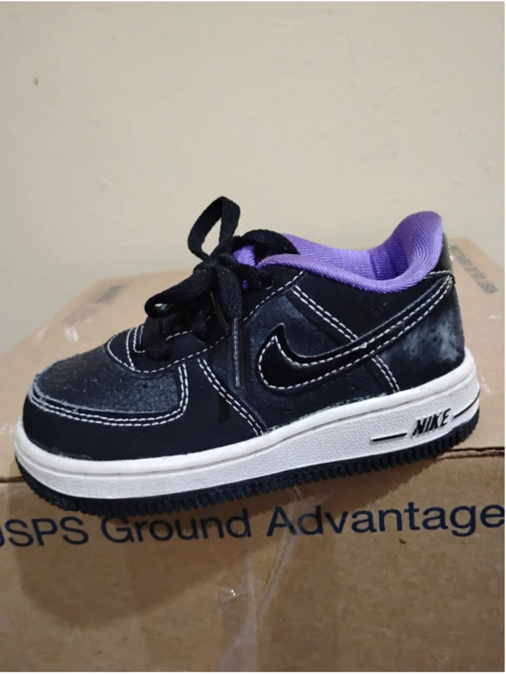 Nike Air Force 1 LV8 ‘Cracked Black White’ Toddler Size 7C Shoes DQ0550-001